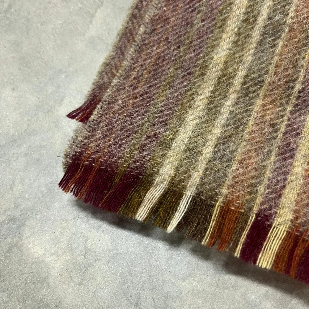 Vintage Pringle of Scotland Lochcarron Shetland Wool Scarf Striped Brown